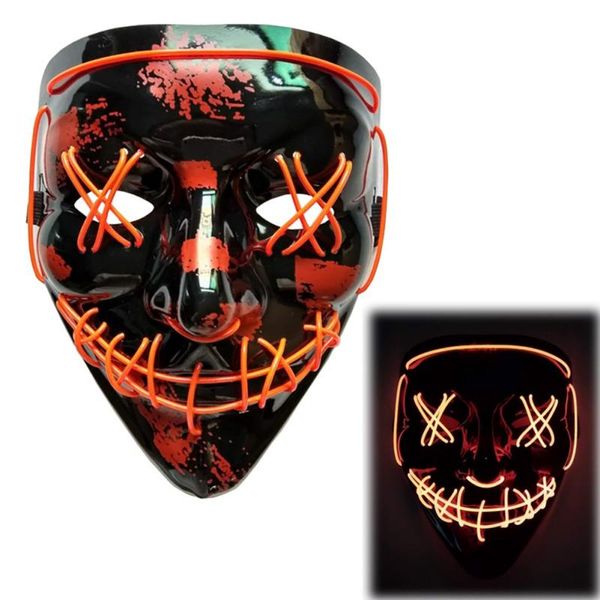 2023 Halloween LED Maske Purge Masken Wahl Mascara Kostüm DJ Party Leuchtende Masken Glow In Dark 10 Farben zur Auswahl RRA