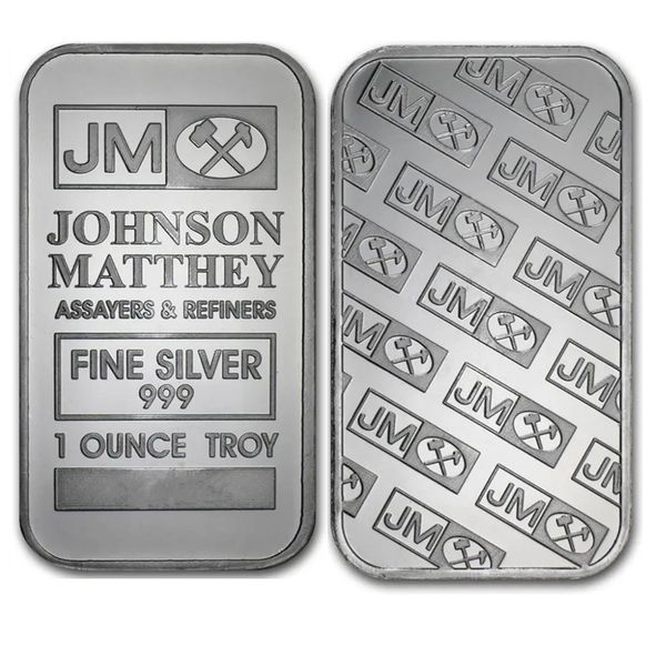 Altre arti e mestieri 20x Lingotto d'argento fine JOHNSON MATTHEY 1oz .999 Bar Piatto d'argento Nessuna collezione magnetica Regali artigianali Lingotti