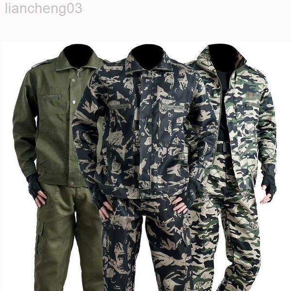 Testes masculinos de trajes novas calças ao ar livre Camouflage Soites de camuflagem masculina resistente a roupas de trabalho Anti-escaldamento Roupas de soldas de seguro de trabalho W0329