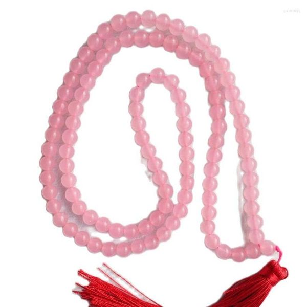 Colares pendentes naturais de 8 mm jade jade tibete buddhista 108 oração rosa colar mala