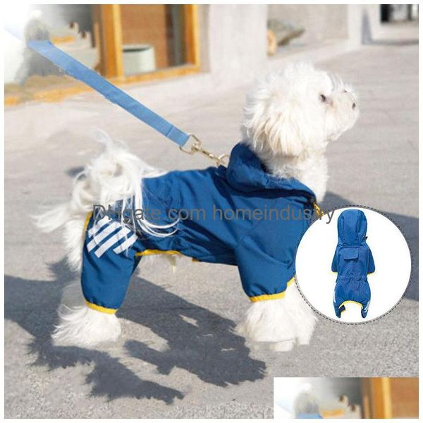 Cães de vestuário de cachorro capa de chuva com quatro pernas à prova d'água de poncho teddy teddy bomei dia de estimação chuvoso de estimação pequena e média do que dro dhz7g