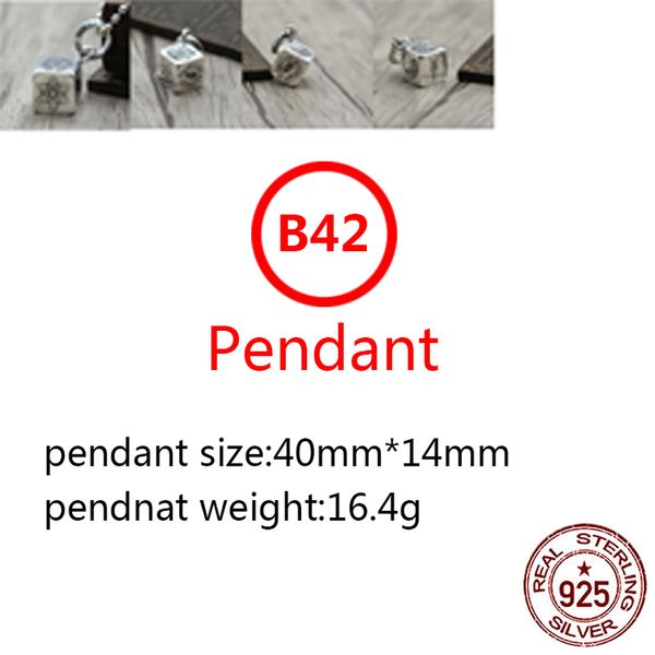 B42 S925 Pingente de prata esterlina Moda personalizada Caso simples Casidade criativa Carta de tela transversal Red Hip Hop Hop Punk Jewelry Lover Gift