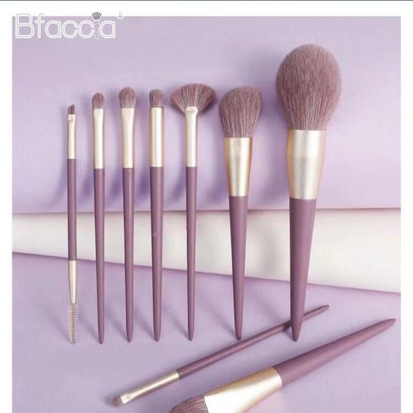 Pennelli trucco 9Pcs Set carino Ombretto morbido viola Pennello per sopracciglia Cosmetici Fondotinta Fard Contorno Strumento di bellezzaMakeup