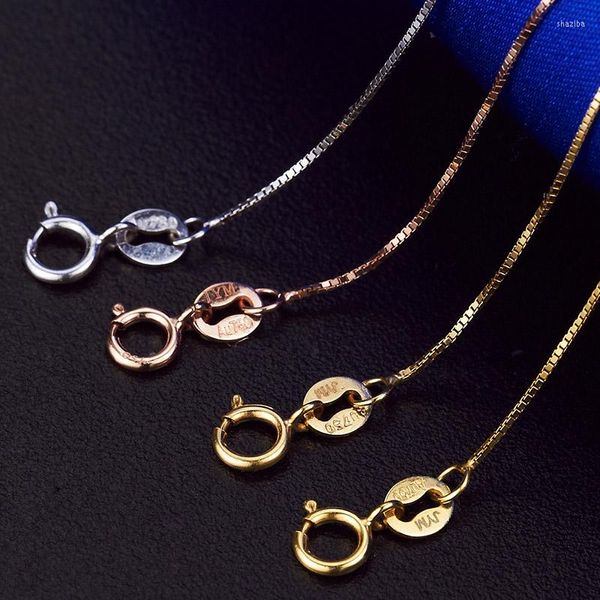 Correntes sólidas colar de ouro de 18k 0,5 mm Cadeia de ligação para mulheres finas 3 metais disponíveis