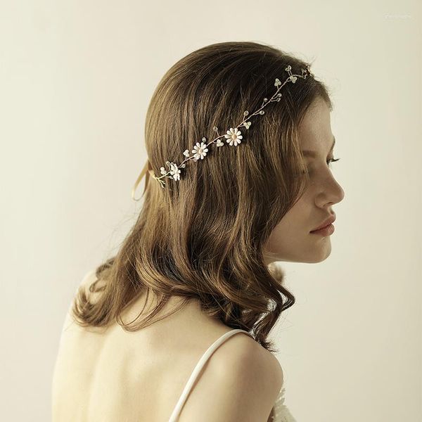 Kopfbedeckungen O817 Fee Hochzeit Strass Braut Stirnband Mädchen Blumen Party Diamant Perle Haarschmuck für Frauen
