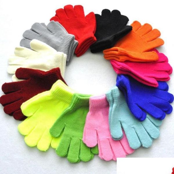 Feplo di festa Bambini inverno guanti natalizi Candy Color Boy Girl Acrilic Glove Kid Kinted Finger Attreghi Studente Mitten Studente Outdoor GI Dhy6i