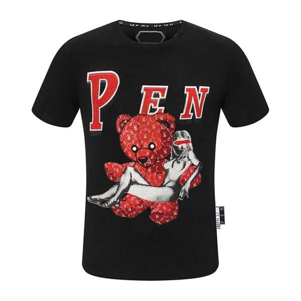 Erkek Tişörtler Phillip Plain Yaz Moda Tasarımcısı Tişörtler Erkekler için Üstler QP Mektup Nakışları Erkekler Kadın Giyim Kısa Kollu Tees1TQ87EF1