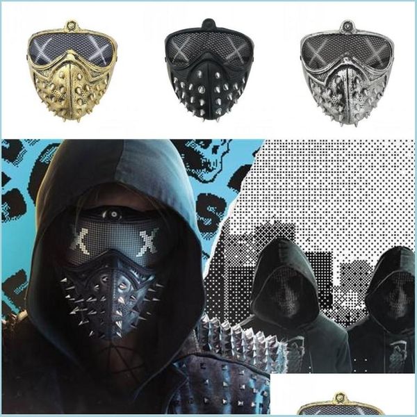 Maschere per feste Halloween Punk Devil Mask Cosplay Rivet Death Grim Reaper Masquerade Drop Delivery Home Garden Festive Supplies Dhmpj