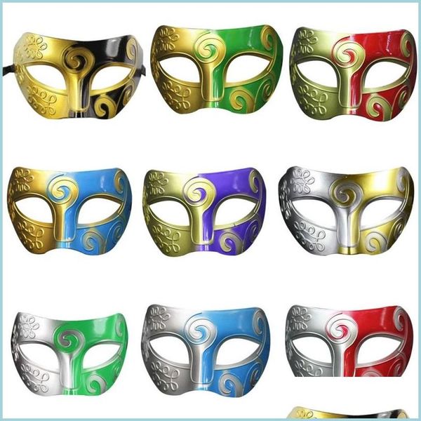 Partymasken Retro-Halbgesichtsmaske für römischen Gladiator Halloween venezianische Maskerade Männer Cosplay Carnaval Ostern Drop Delivery Home Ga Dhgxo