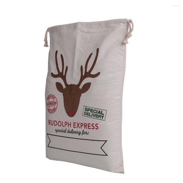 Weihnachtsschmuck Vintage Geschenktüte Dekoration 1 Stück Kreative Weihnachtsmann Hirsch Stile Kordelzug Leinwand Sack Rustikal