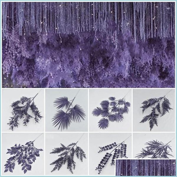 Flores decorativas grinaldas s peças centrais decoração decoração artificial azul escuro roxo vários estilos Fern grama ro dhahl