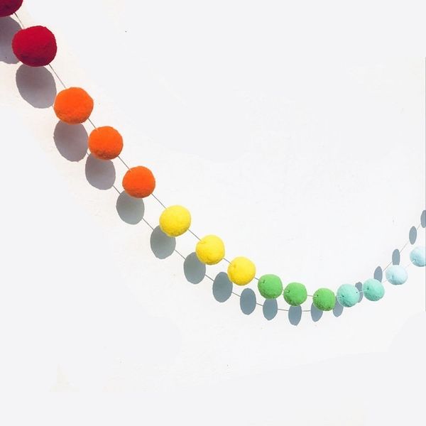 Banner Bandiere 2 5 Metri Colorato Pompon Ciondolo Ghirlanda Ins Serie Nordic Felt Ball String Fai da te fatto a mano Nursery Children Room Decor 230330