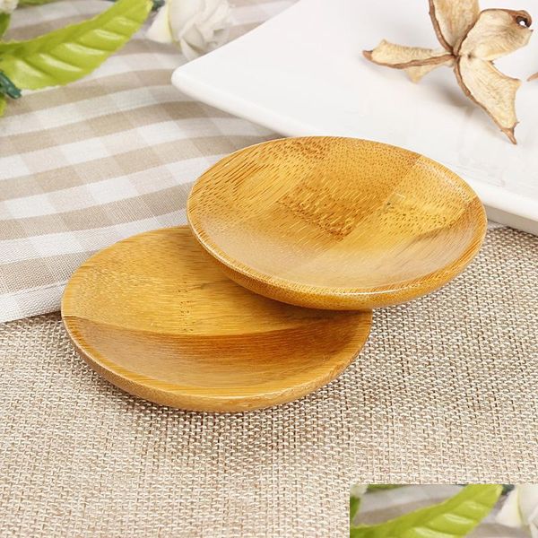 Pratos pratos de bambu natural pequena montanha -russa de chá rural Sentimentos amorosos molho de madeira e bandeja de mesa de mesa Deliv Dhuq2