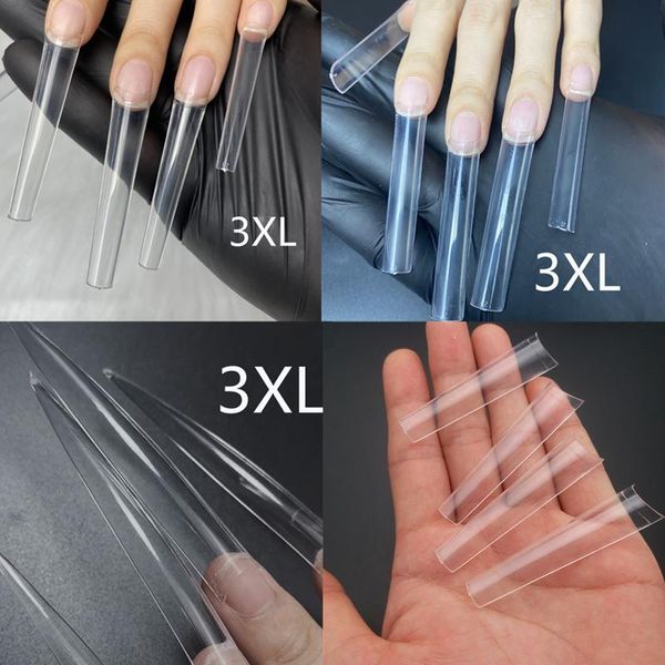 Falsche Nägel XXXL Coffin Tips Straight Extra Long Square Nail Tip Stiletto No C Clear 3XL Half Cover/Full Cover