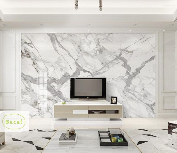 Sfondi Bacal Carta da parati personalizzata Po 3D Soggiorno Camera da letto Divano Sfondo Murales Marmo bianco Papier Peint Mural
