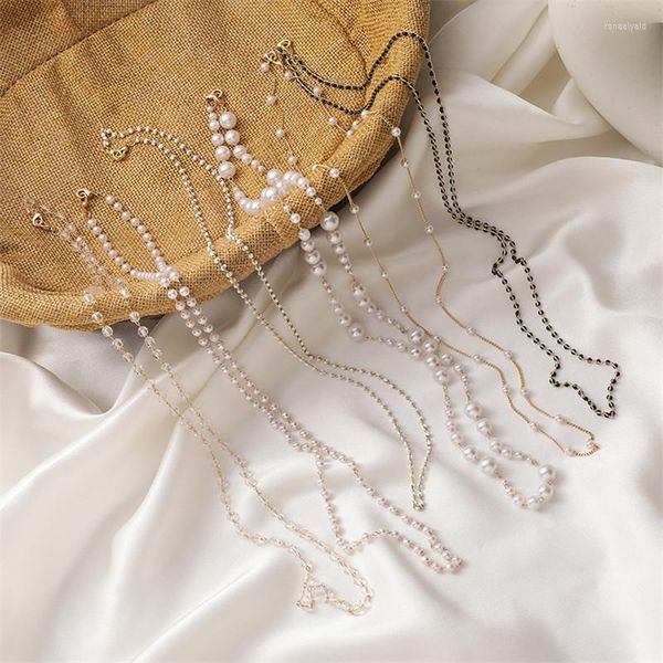 Ketten 2023 Korean Vintage Kristall Herz Anhänger Halskette Maske Kette Strap Hang On Neck Brillenhalter Seil Für Frauen