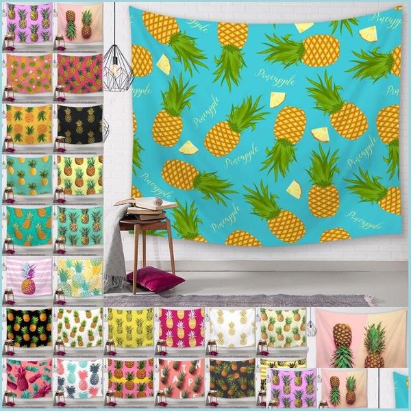 Handtuch Ananas-Serie Wandteppiche Digital bedruckte Strandtücher Bad Home Decor Tischdecke Outdoor-Pads 150X130Cm Drop Delivery Dhcnu