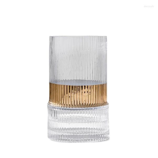 Vasos nórdicos luminosos de luxo de luxo aro de ouro transparente de vidro reto de vidro de vidro da sala de estar arranjo de flores hidropônico rico bambu