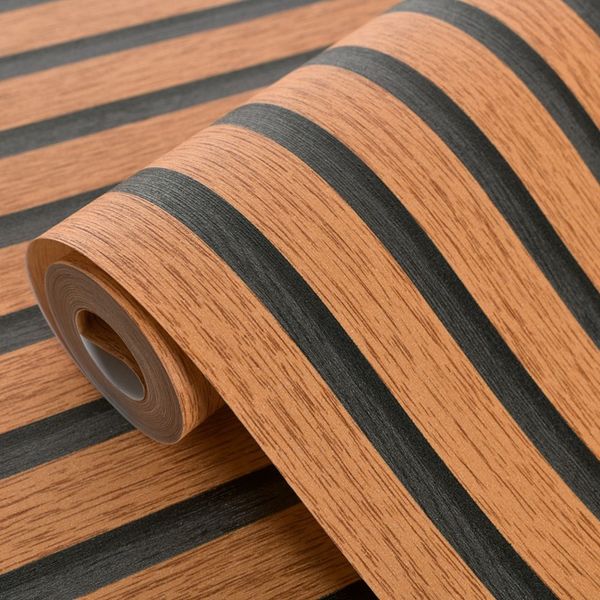 Griglia in legno come Carta da parati moderna 3D Wood Texture Goffrato PVC Impermeabile Carta da parati Rotolo Soggiorno