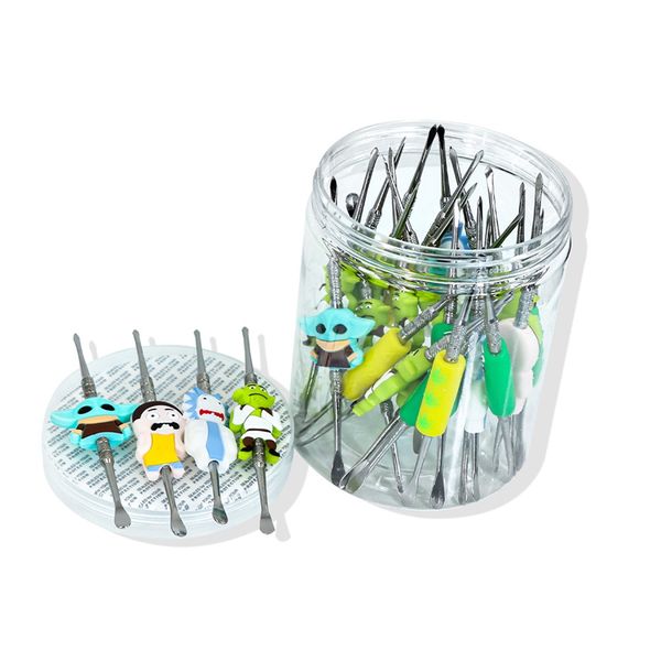 DHL Silicone Cartoon Dabber Metal Tool Acessórios ECIG Ferramenta Bongos de vidro para fumantes de cera de ervas secas vape