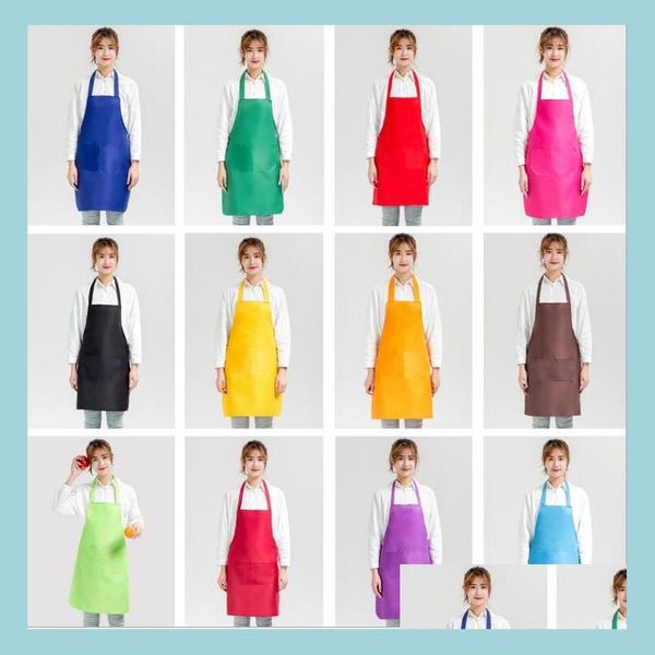 Фартуки Mticolor Arpron Solid Color Big Pocket Family Cook Cooking House House Cleanship Tools Bib Art Drop Garden Textiles DH0TC