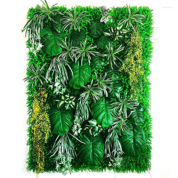 Fiori decorativi Pianta artificiale Muro Prato Verde Pannelli di rivestimento in plastica Decorazione di nozze Famiglia El Sfondo fai da te