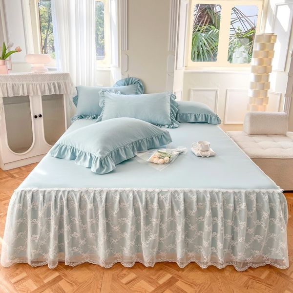 Yatak etek Dantel Yatak Prenses Yatak Yatak Yatık Yastıklar Mavi Dantel Yatak Kadın Yatakları 230330