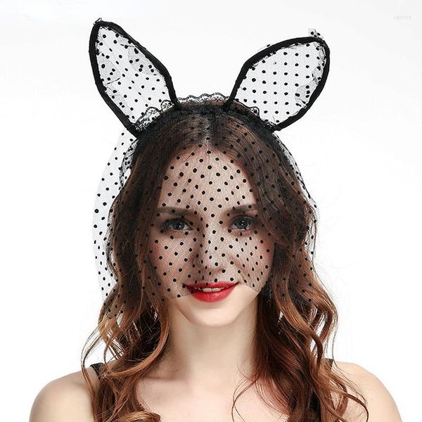 Party Favor 10pcs Sexy Dot Ears Spitze Gaze Schleier Maskerade Stirnband Haarmaske Weihnachten