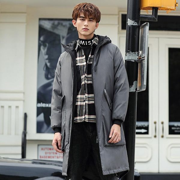 Jaqueta masculina de comprimento médio espessou a marca de moda solta e bonita casaco de inverno 2023 Trend Dovetail