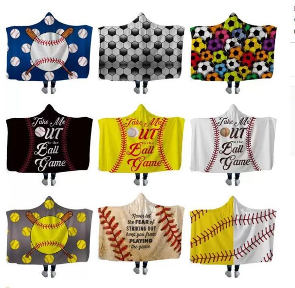 UPS Baseball softball com capuz com capuz esportivo Bola de bola cobertores com capuz macio quente sherpa lã Cobertoras casas para crianças