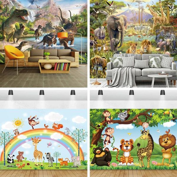 Papéis de parede Murais de parede 3D para sala de estar papel de parede personalizada impermeável animal mural mundial hd pano de impressão de pó pó garoto