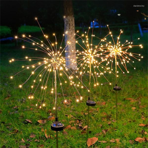 Luci solari per fuochi d'artificio Decorazione Giardino Fata Lampada da prato per esterni impermeabile con tarassaco per esterni