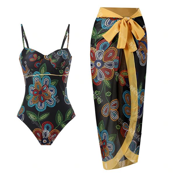 Designer Badeanzug Mode Gepolsterte Bademode für Damen Hot Spring Langes Kleid Dame Badeanzug Einteiler