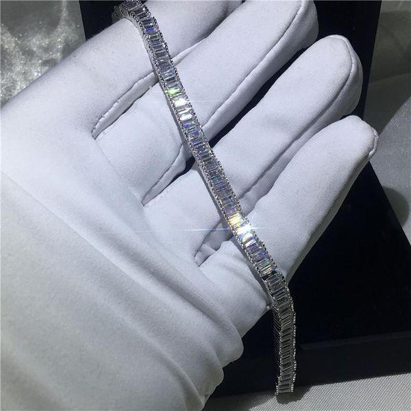 Связанные браслеты ручной работы серебряного цвета серебряного цвета 5A кубическая циркония сона белое золото помолвка для женщин.