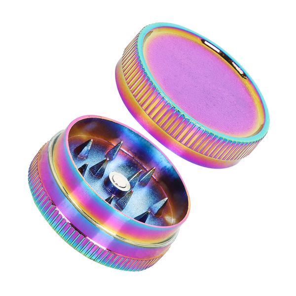 30 MM Runde 2 Schichten Rauchen Zubehör Regenbogen Grinder Metall Tabak Herb Crusher Tragbare Miller Scharfe Zähne Bunte Grinder Fabrik Großhandel