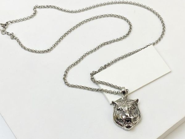 Мужские длинные ожерелья дизайнерские женщины Мужские медные серебряные тигр головы подвесной колье украшения роскошные ожерелья браслеты для влюбленных