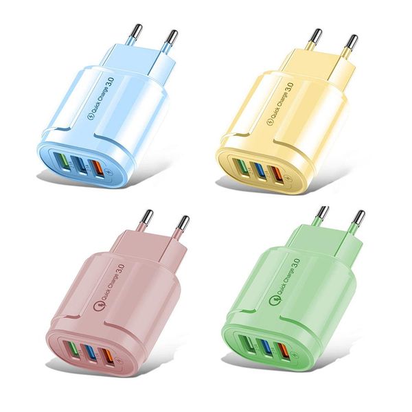 Buntes 3 USB-Würfel-Ladegerät-Wand-Wechselstrom-Adapter 2.4A für iphone 14 pro maximales /samsung S23 ultra/S23