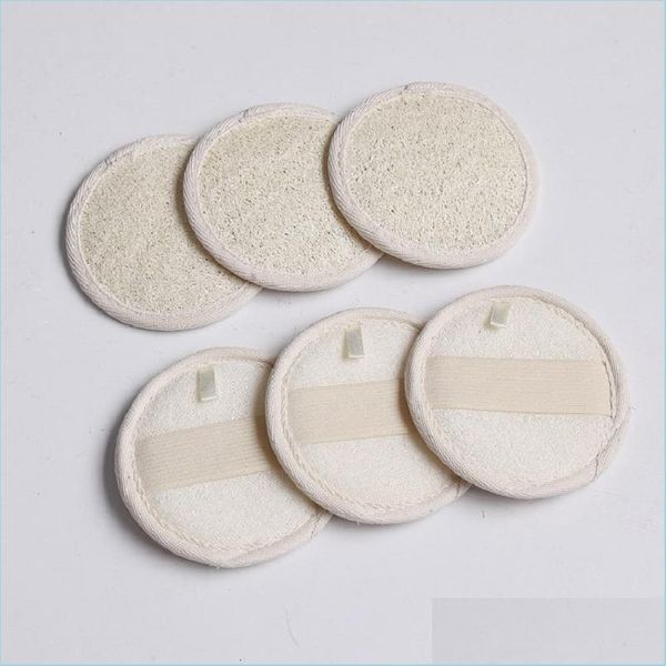 Spazzole da bagno Spugne Scrubber Spazzole esfolianti rotonde in luffa Scrubber per il corpo viso naturale Uomo Donna Doccia Tampone per la pulizia del viso D Dhynv