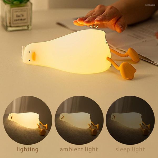 Tischlampen Ente Nachtlicht Einstellbare Helligkeit USB-Aufladung Schlafzimmer Dekoration Nachttischlampe Handyhalter Kinder Baby Geburtstagsgeschenk