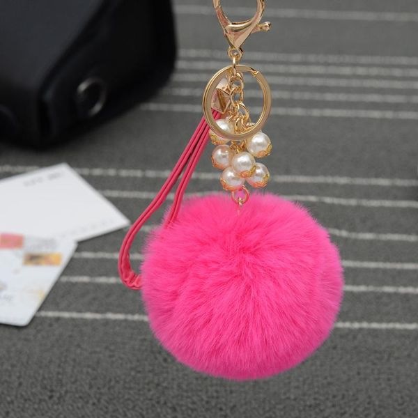 Keychains Felyskep Fluffy Fur Ball Key Chain Rings Pingente