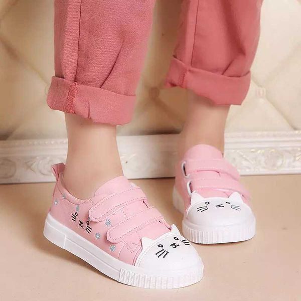 Scarpe casual per ragazze di moda all'aperto atletiche Scarpe da ginnastica da skate bianche per i più piccoli Scarpe sportive antiscivolo per bambini Simpatico cartone animato gatto