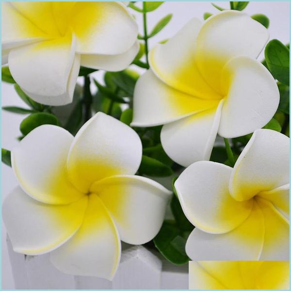 Ghirlande di fiori decorativi Nuovo 2 5 cm Estate hawaiano Pe Plumeria Fiore artificiale Frangipani Schiuma per copricapo Decorazione domestica 10 Dhdxc