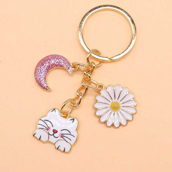 Anelli chiave CHEAT CAT CAT CATH CHIAVE Small Daisy Moon Kitten Anime Metal Pendant Keychain Borsa di moda Chiave Gioielli Regali di gioielli AA230329