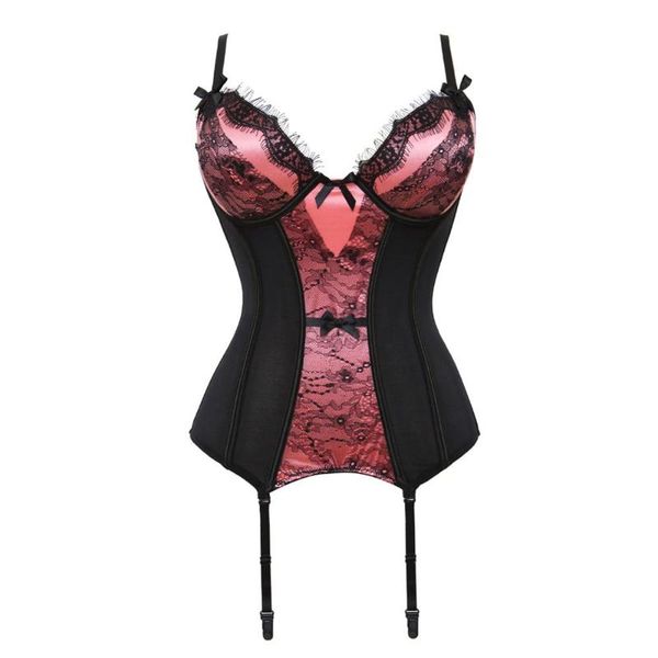 Bustini Corsetti Donna Corsetto Sexy Sovrapposizione di pizzo gotico Top Lingerie Overbust Bustier Burlesque Stile vintage Moda KorsettBustiers