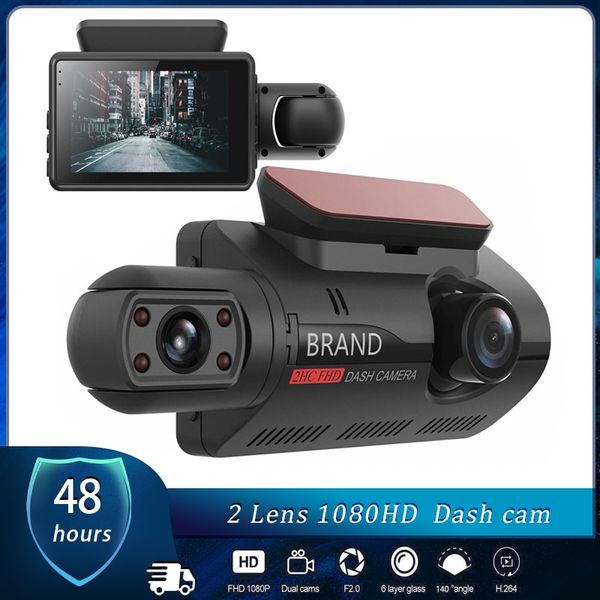 Dvr per auto Videoregistratore per auto HD 2 Lente Guida per auto nascosta Dash Cam Registratore per videocamera IPS da 3,0 pollici Visione notturna Sensore G Registrazione in loop Dvr
