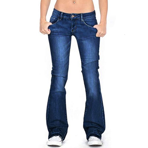 Jeans da donna Jean Bell Bottom Mid Rise Bootcut Jeans Flare per pantaloni slim Pantaloni 230330