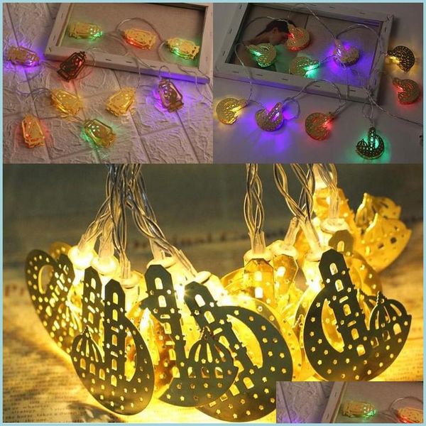 Outra festa de evento fornece festival Ramadã 10 LED String Light Light Islâmico Eid Home Garden Decor Moon Castle Deliver
