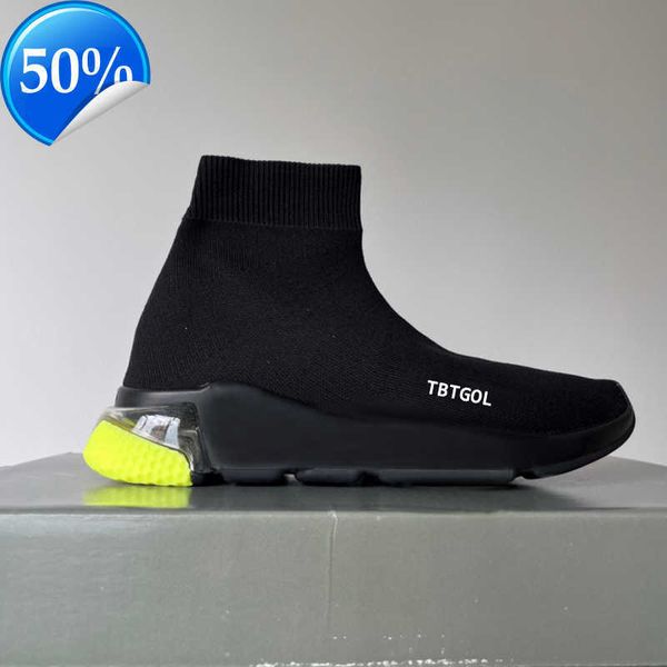 2023 Speed Sneakers Männer Frau Designer Plateau Sneaker Classic Trainer Socke Schuh 3D Knit Trainer Weiß Schwarz Graffiti Sole Air Cushion Freizeitschuhe NO017B