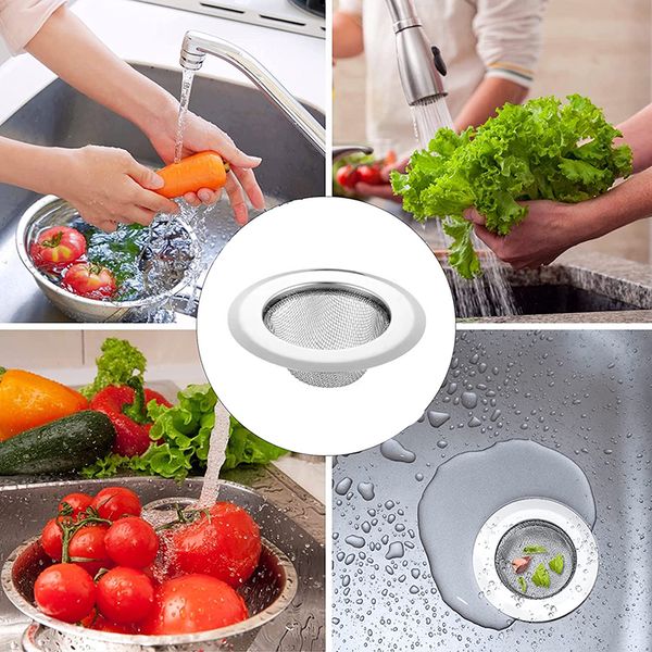 100 Pz / lotto Scolapasta da cucina Filtri Lavello Filtro Lavello Filtro a rete Cucina Acciaio inossidabile Bagno Scarico a pavimento Copertura Doccia Capelli Catcher Stopper