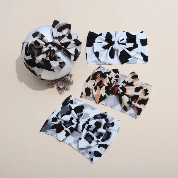 Bandas de cabeça para cabeça de leopardo por atacado Baby Baby Bowknot, Turbano Girls, Acessórios para Cabana para Crianças de Casto Infantil de Cotton